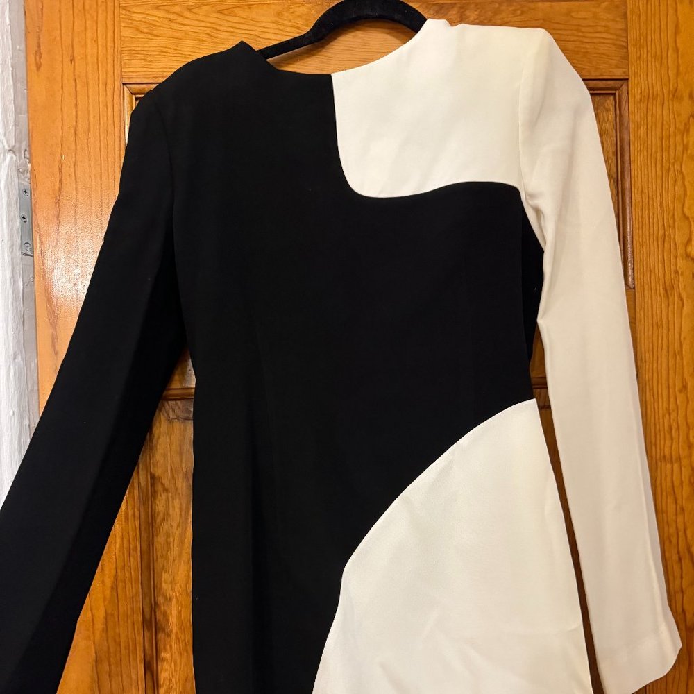 Mango Black and White Long Sleeve Mini Dress